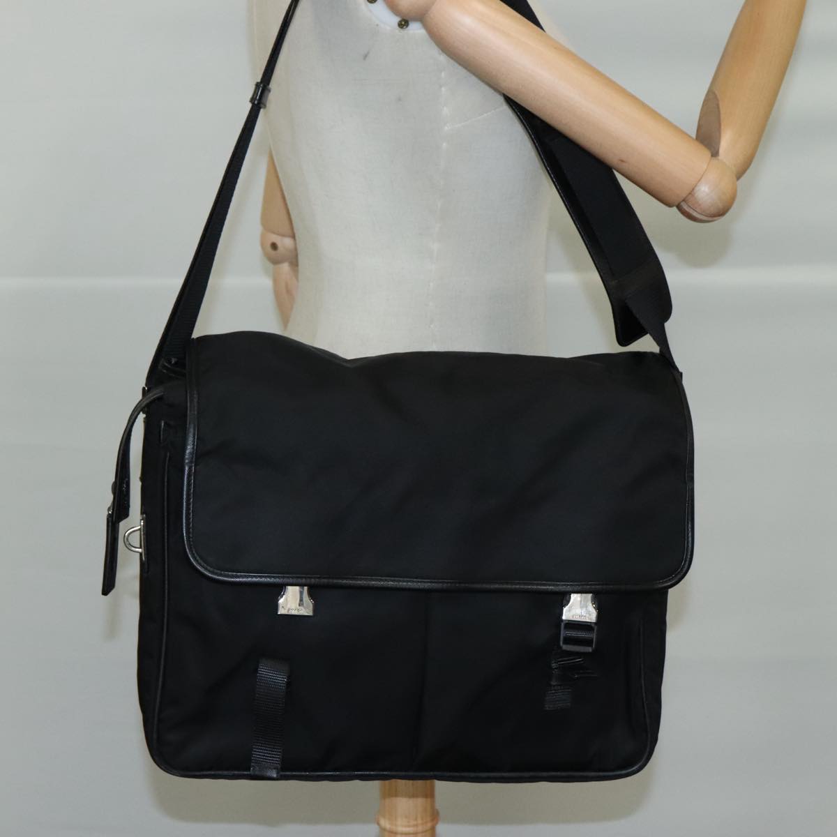 PRADA Shoulder Bag Nylon Black Auth yk16281