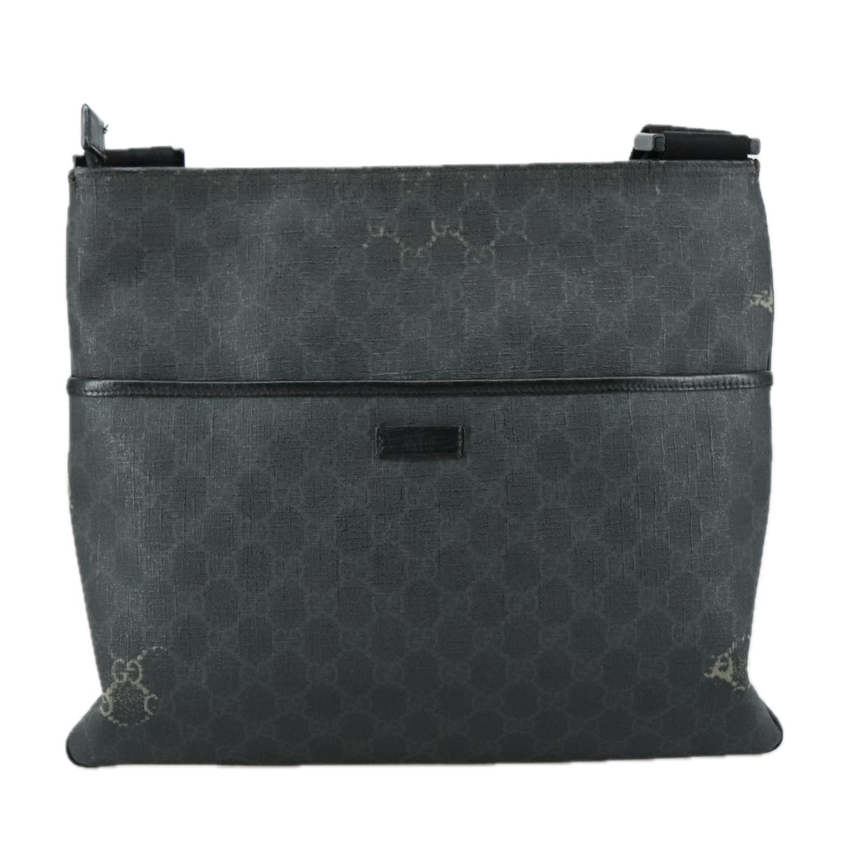 GUCCI GG Supreme Shoulder Bag PVC Leather Black 162904 Auth yk16293
