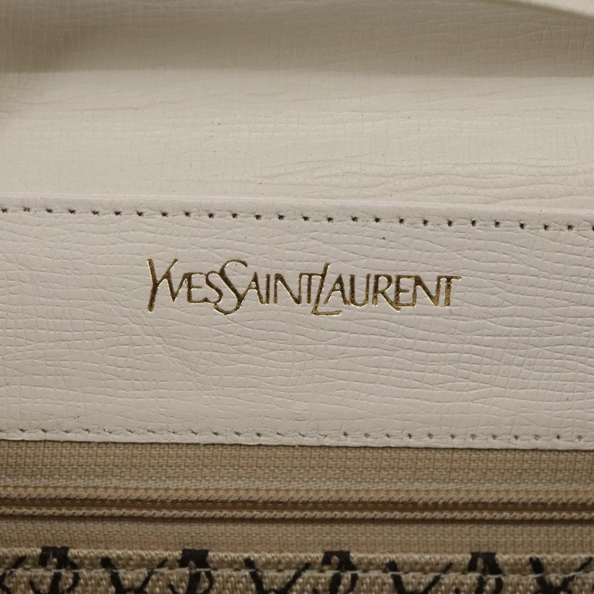SAINT LAURENT Shoulder Bag Leather White Gold Auth yk16321