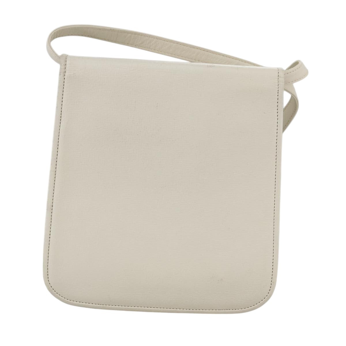 SAINT LAURENT Shoulder Bag Leather White Gold Auth yk16321