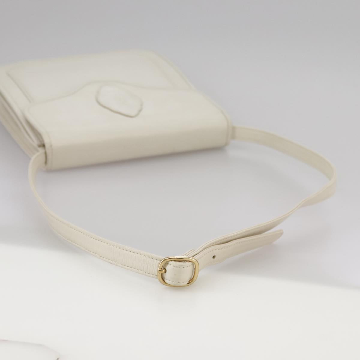 SAINT LAURENT Shoulder Bag Leather White Gold Auth yk16321