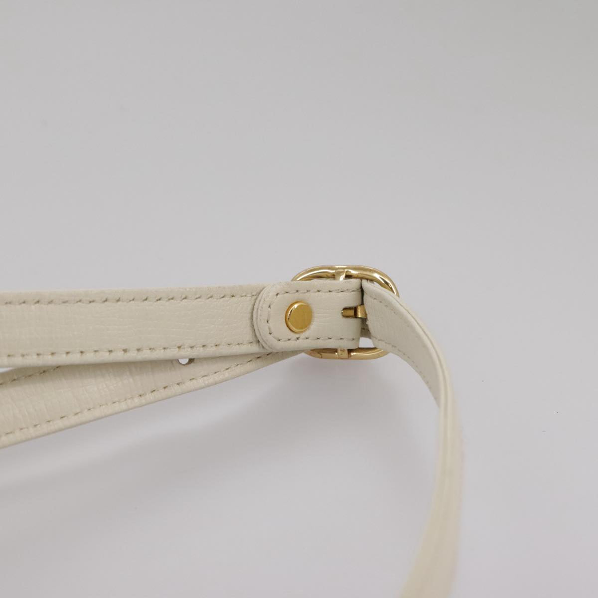 SAINT LAURENT Shoulder Bag Leather White Gold Auth yk16321