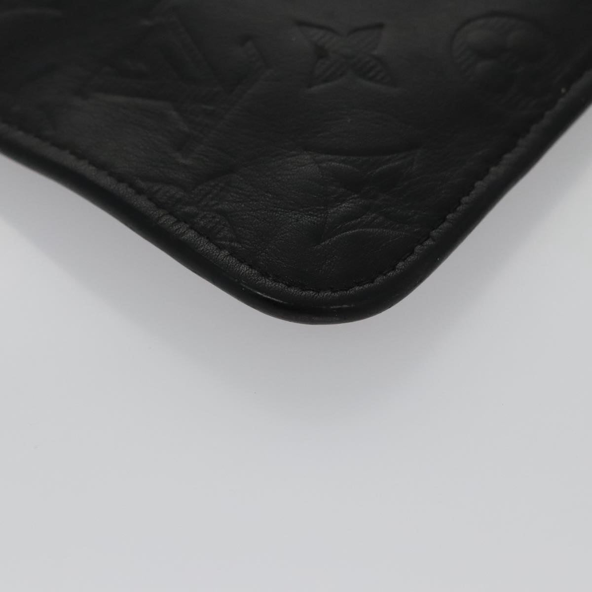 LOUIS VUITTON Monogram Shadow Pouch Leather Black LV Auth yk16360