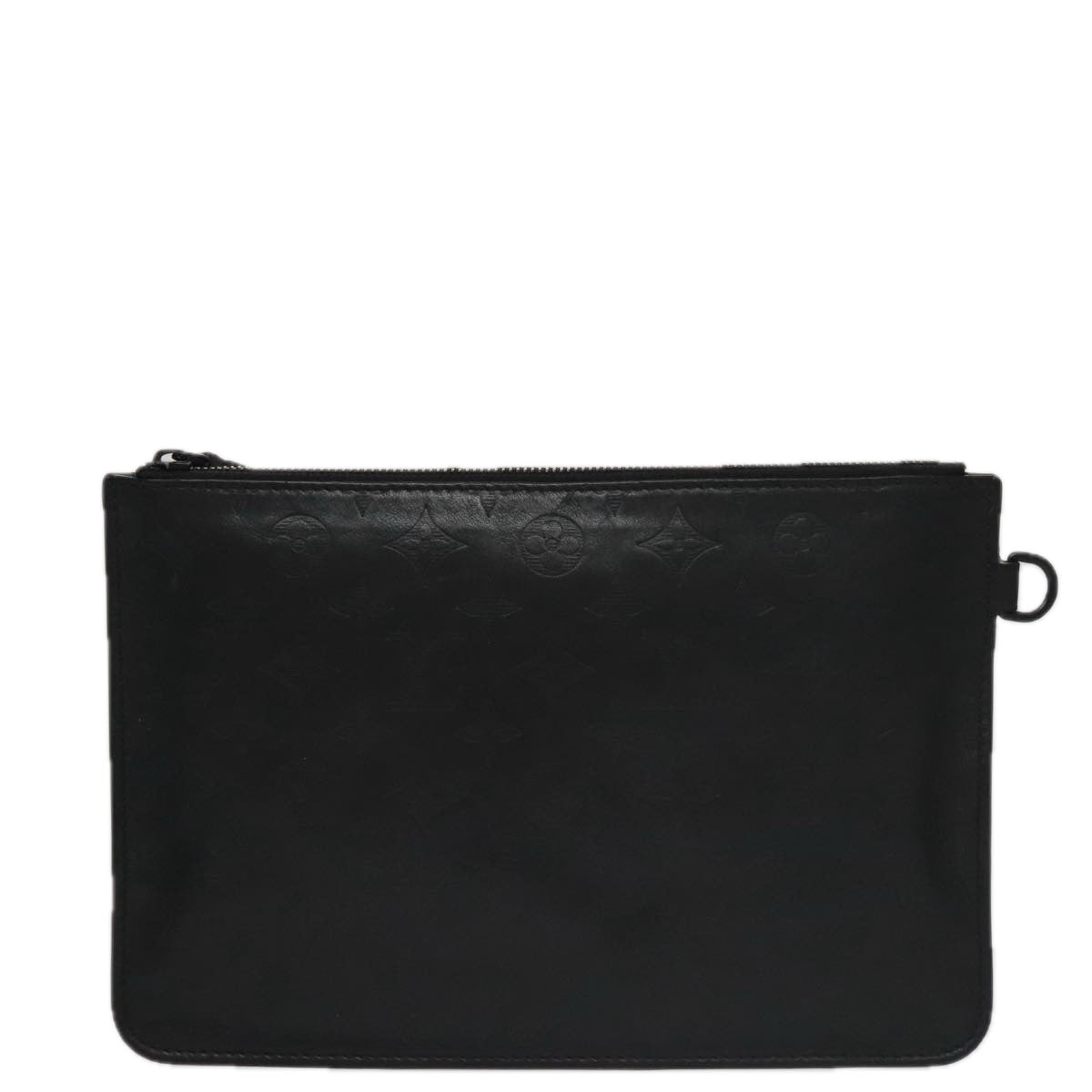 LOUIS VUITTON Monogram Shadow Pouch Leather Black LV Auth yk16360