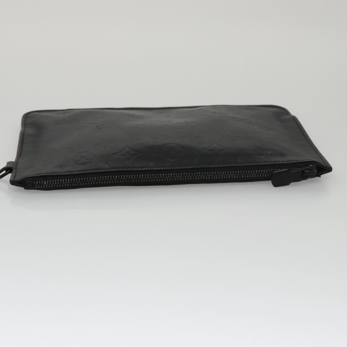 LOUIS VUITTON Monogram Shadow Pouch Leather Black LV Auth yk16360