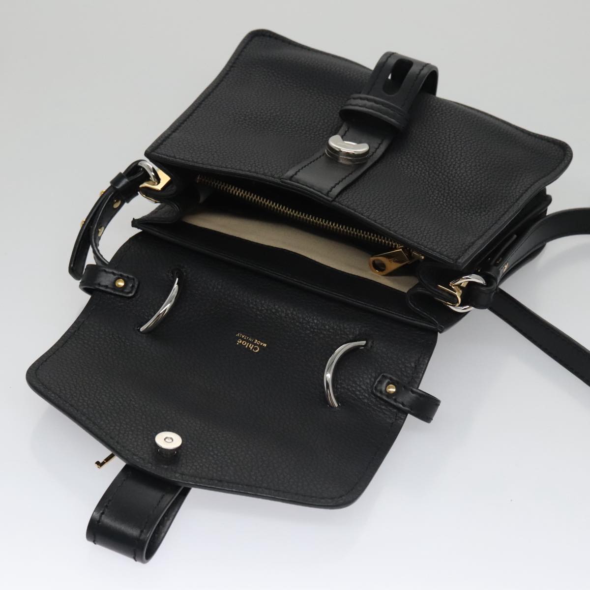 Chloe Small Day Abbey Hand Bag Leather 2way Black Auth yk16365AV