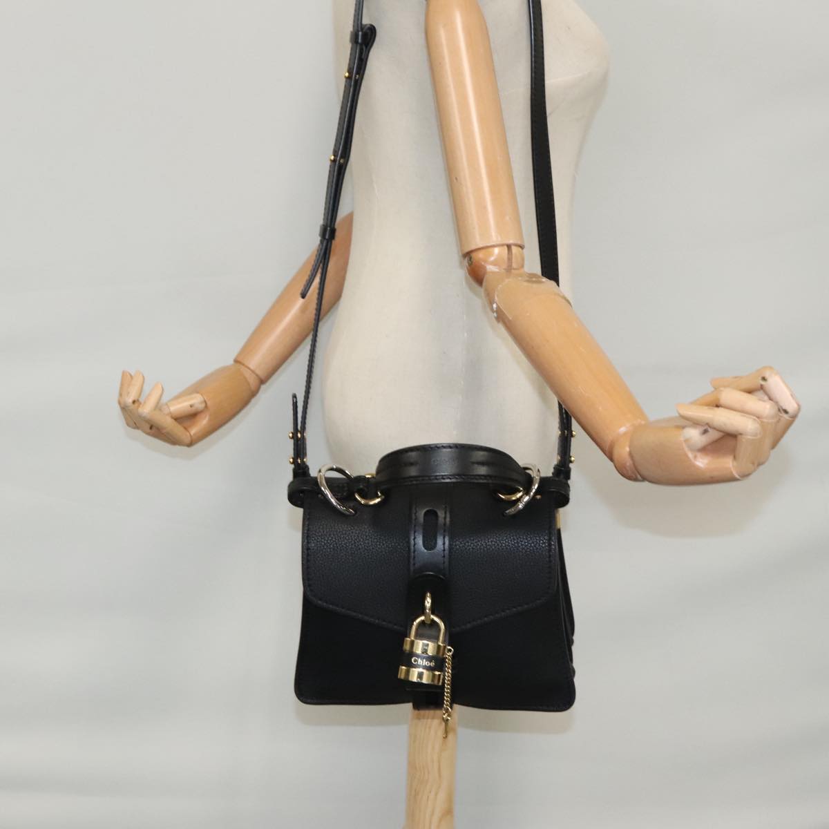 Chloe Small Day Abbey Hand Bag Leather 2way Black Auth yk16365AV