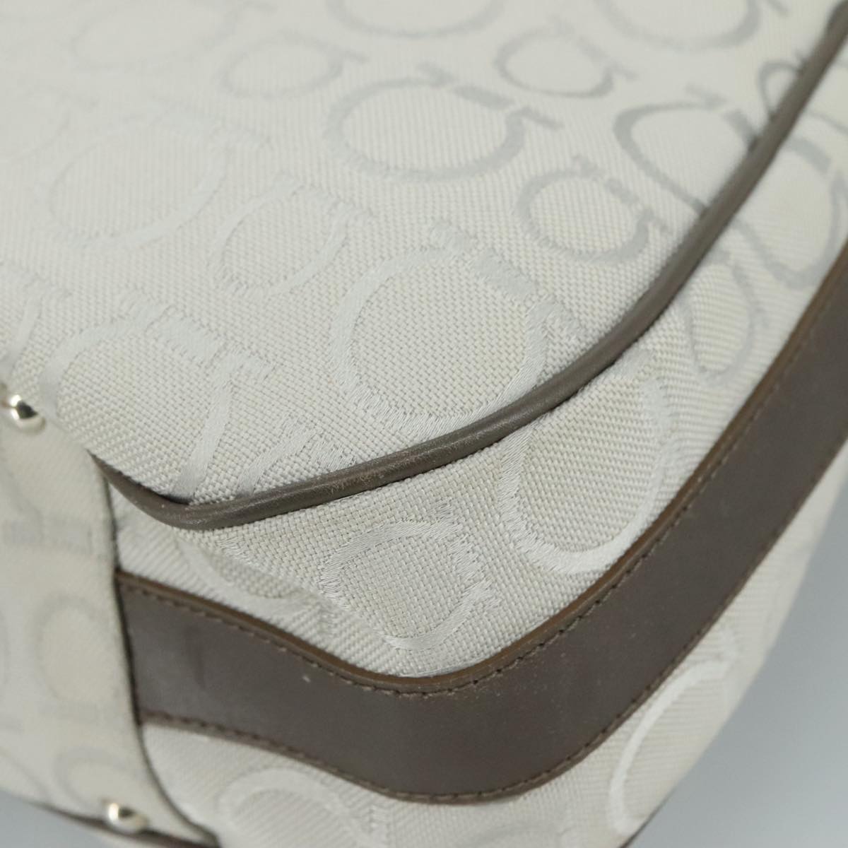 Salvatore Ferragamo Gancini Shoulder Bag Canvas Gray Auth yk16379