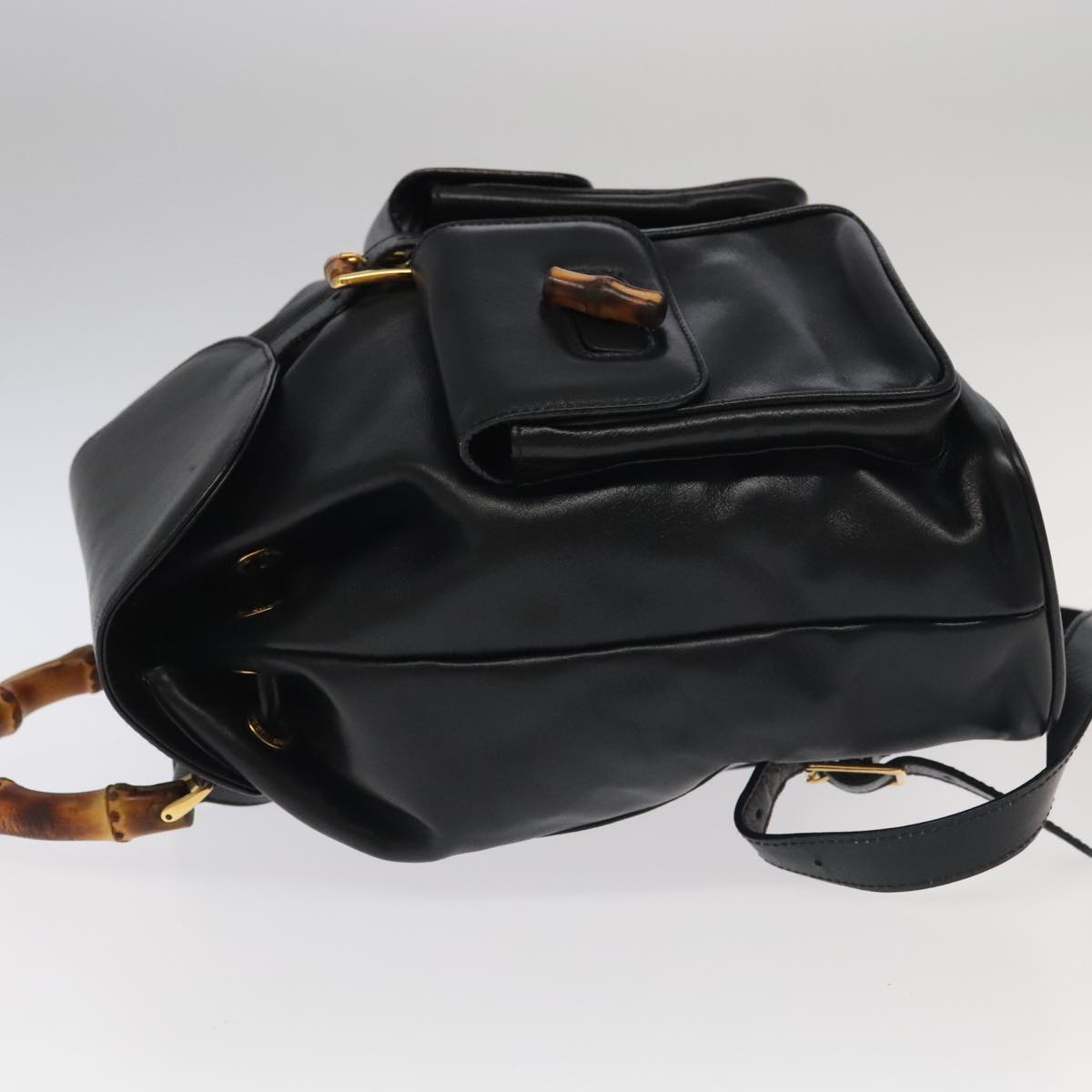 GUCCI Bamboo Backpack Leather Black Auth yk16381