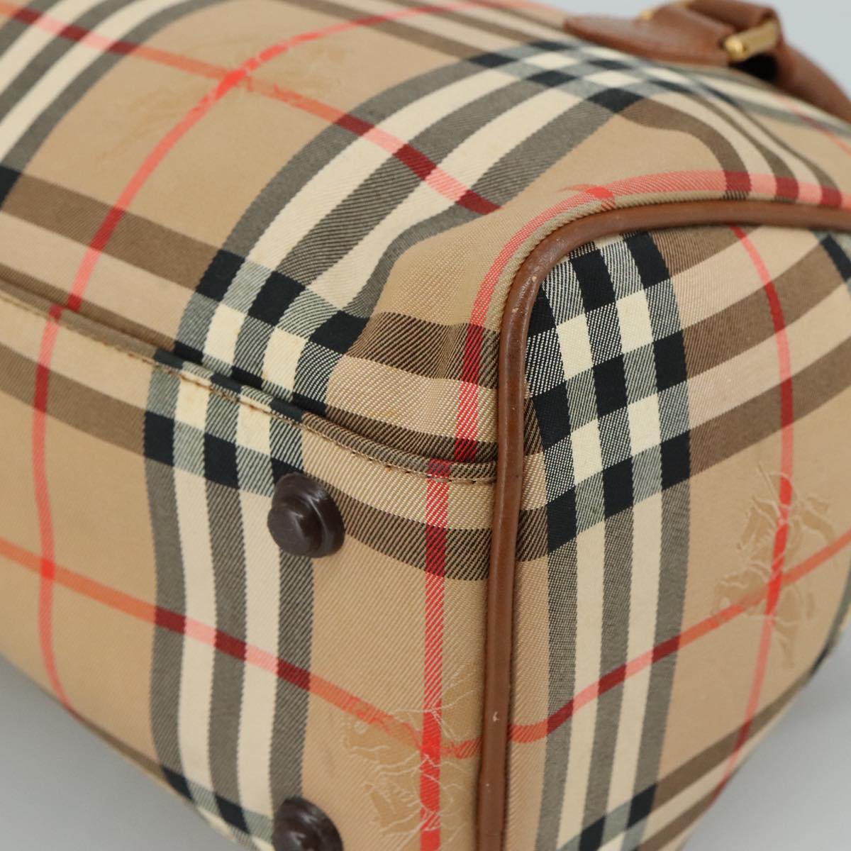 Burberrys Nova Check Hand Bag Canvas Beige Auth yk16410