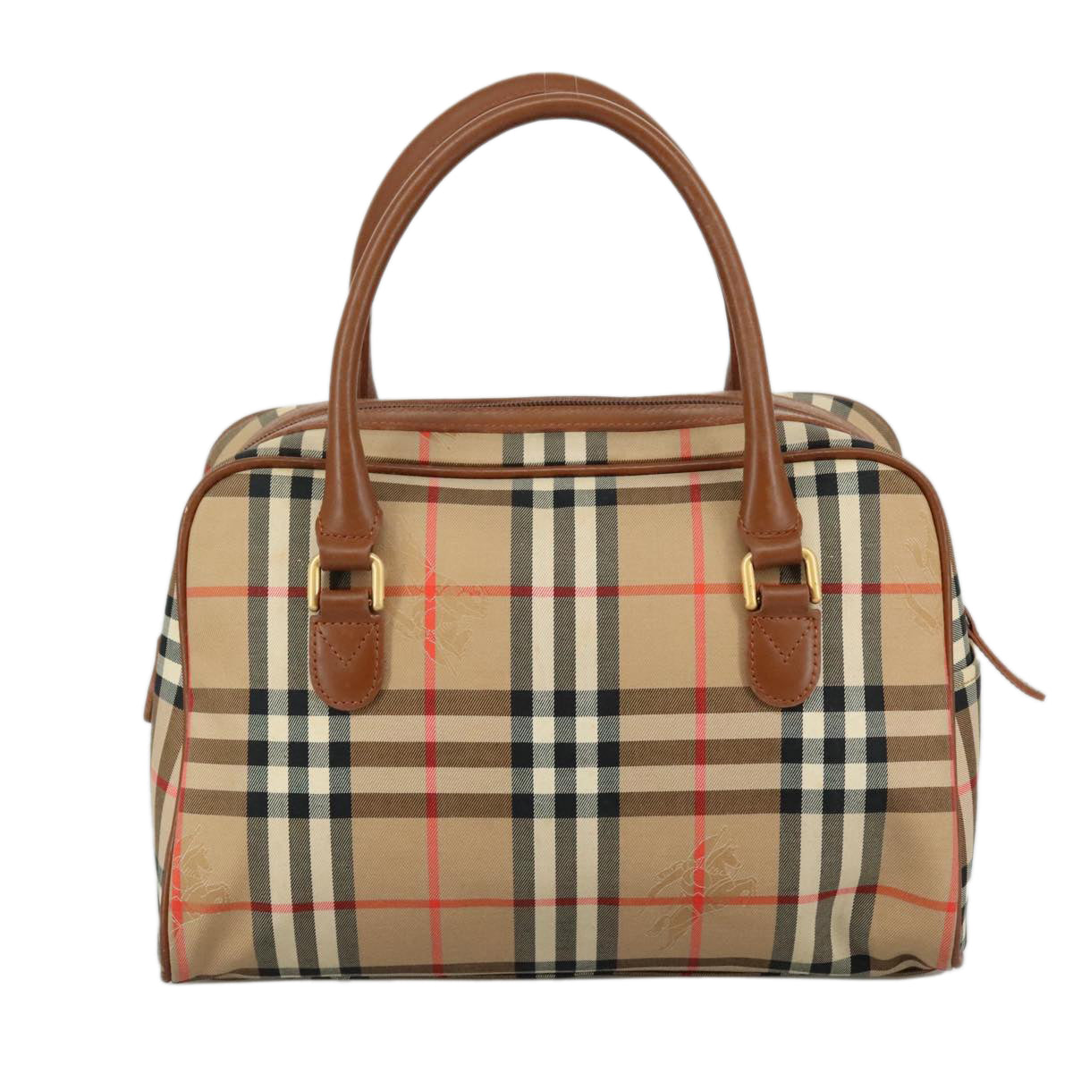 Burberrys Nova Check Hand Bag Canvas Beige Auth yk16410