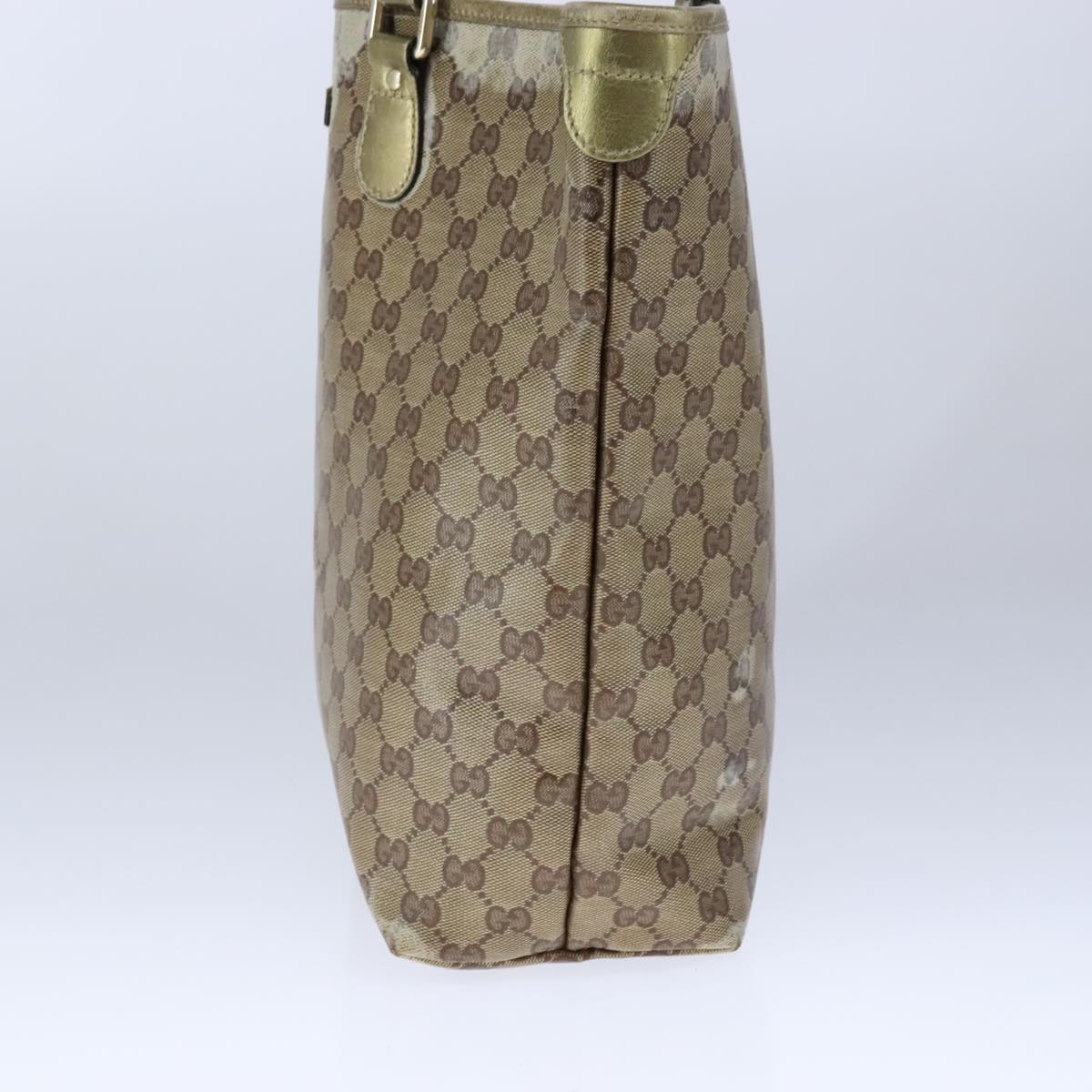 GUCCI GG Crystal Tote Bag Coated Canvas Beige Gold Auth yk16444