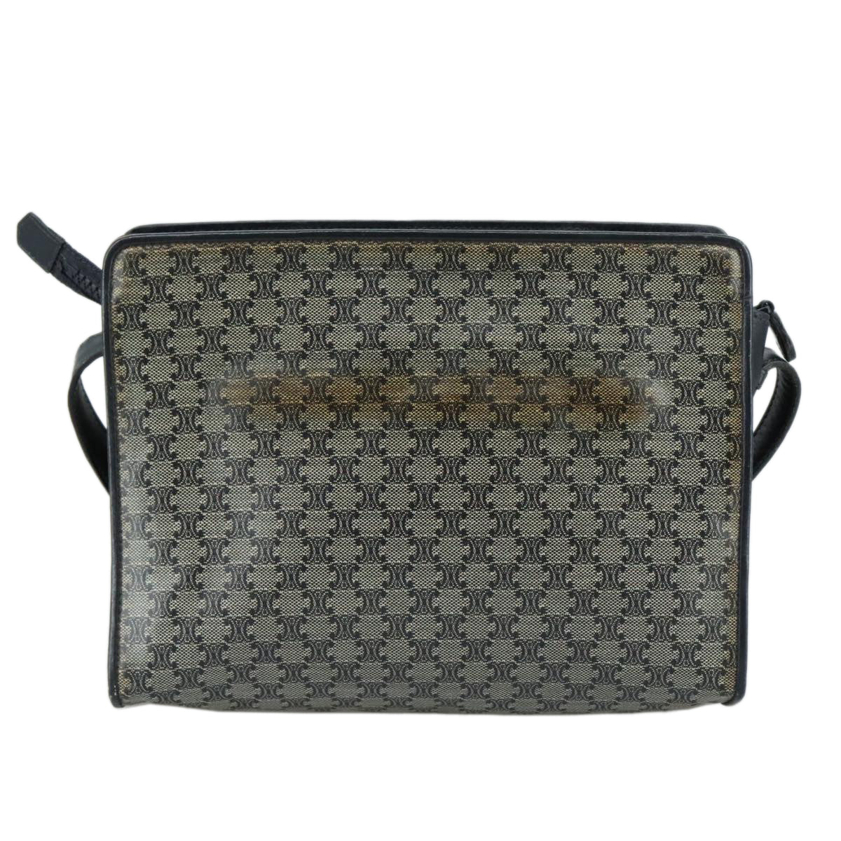 CELINE Macadam Canvas Shoulder Bag Coated Canvas Navy Auth yk16460