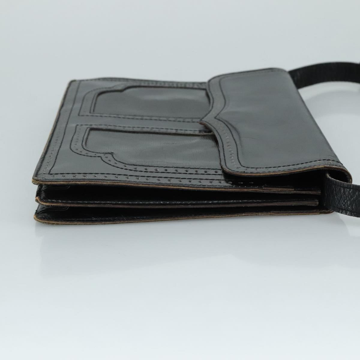 SAINT LAURENT Shoulder Bag Leather Black Auth yk16514