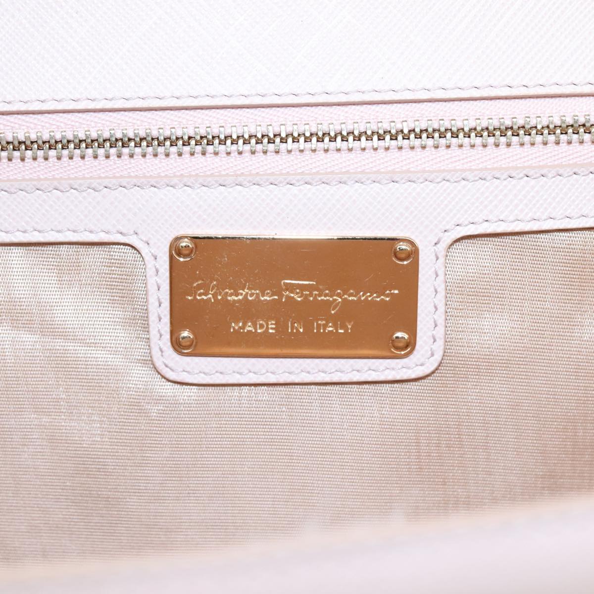 Salvatore Ferragamo Chain Shoulder Bag Leather Pink Gold Auth yk16515