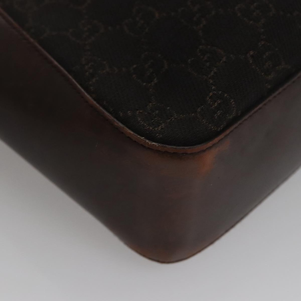 GUCCI GG Canvas Shoulder Bag Dark Brown Silver 73982 Auth yk16571