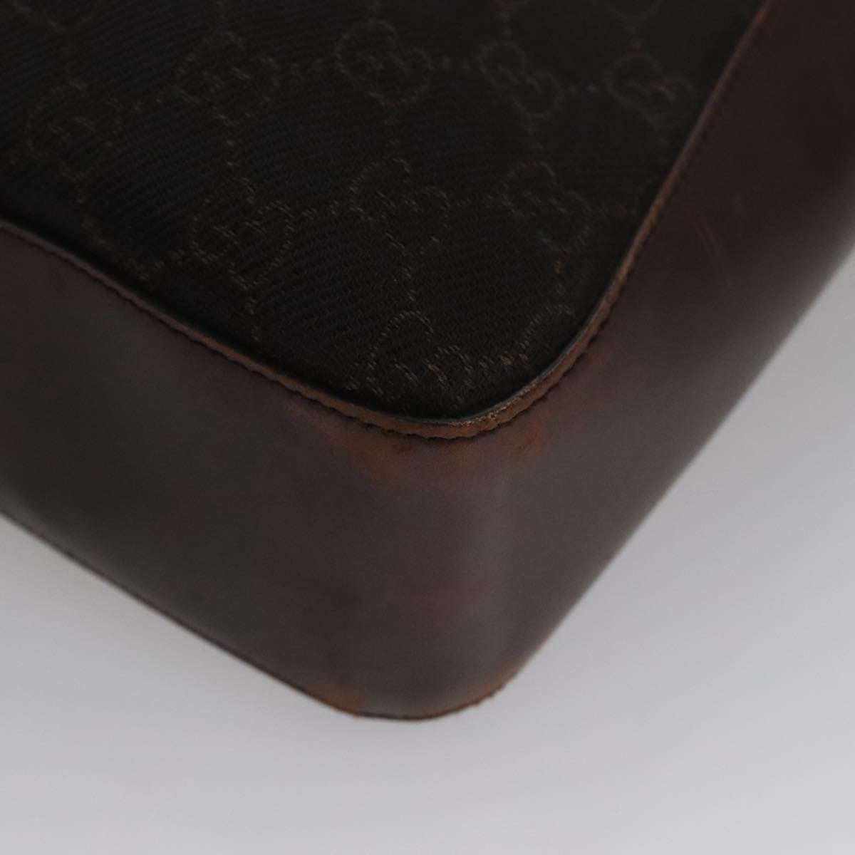 GUCCI GG Canvas Shoulder Bag Dark Brown Silver 73982 Auth yk16571