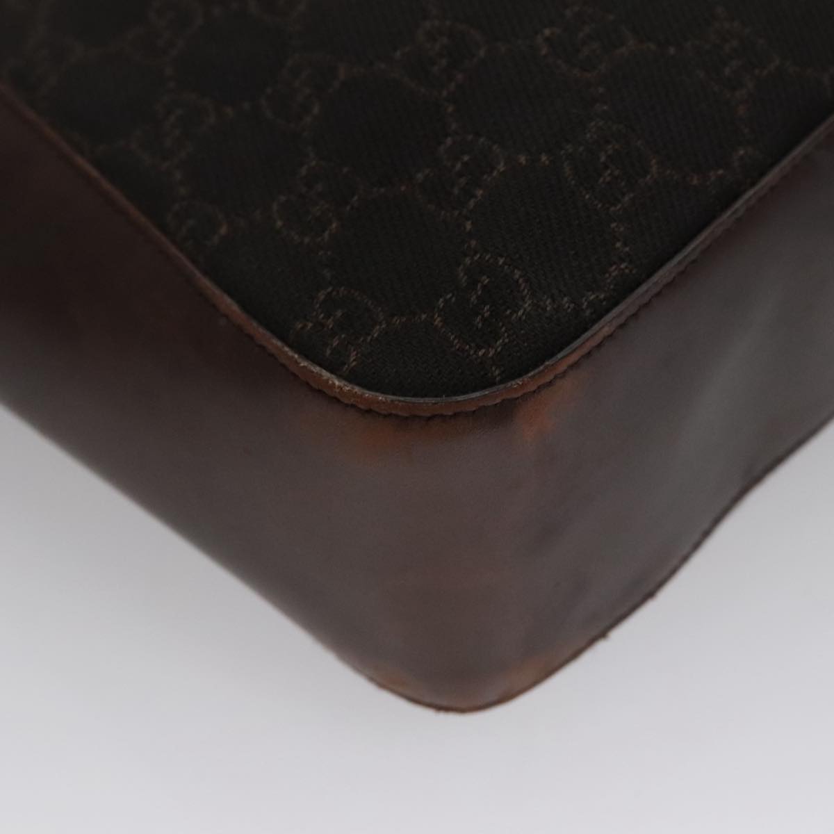 GUCCI GG Canvas Shoulder Bag Dark Brown Silver 73982 Auth yk16571