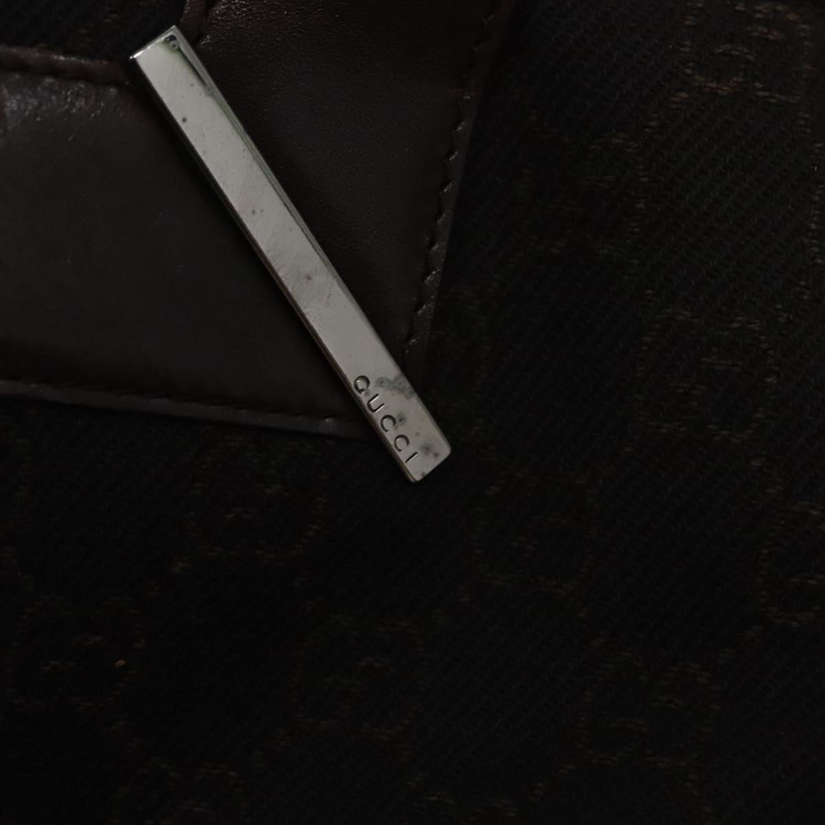 GUCCI GG Canvas Shoulder Bag Dark Brown Silver 73982 Auth yk16571
