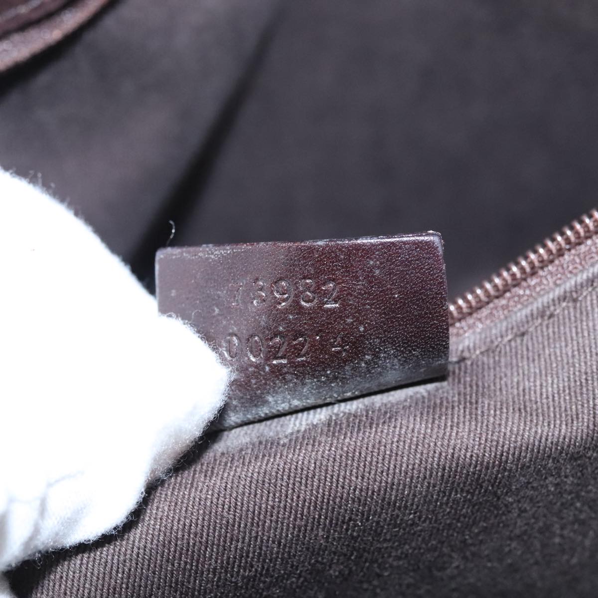 GUCCI GG Canvas Shoulder Bag Dark Brown Silver 73982 Auth yk16571