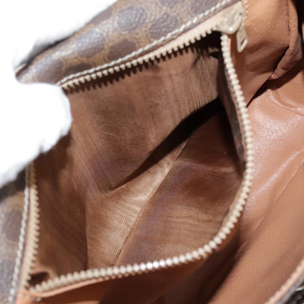 CELINE Macadam Canvas Shoulder Bag PVC Leather Brown Gold Auth yk16587