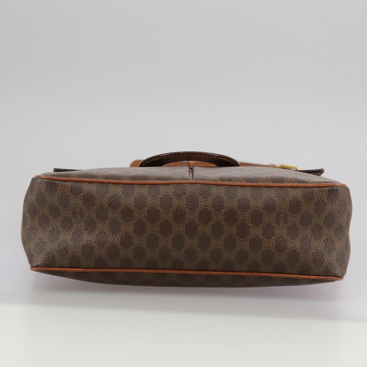 CELINE Macadam Canvas Shoulder Bag PVC Leather Brown Gold Auth yk16587