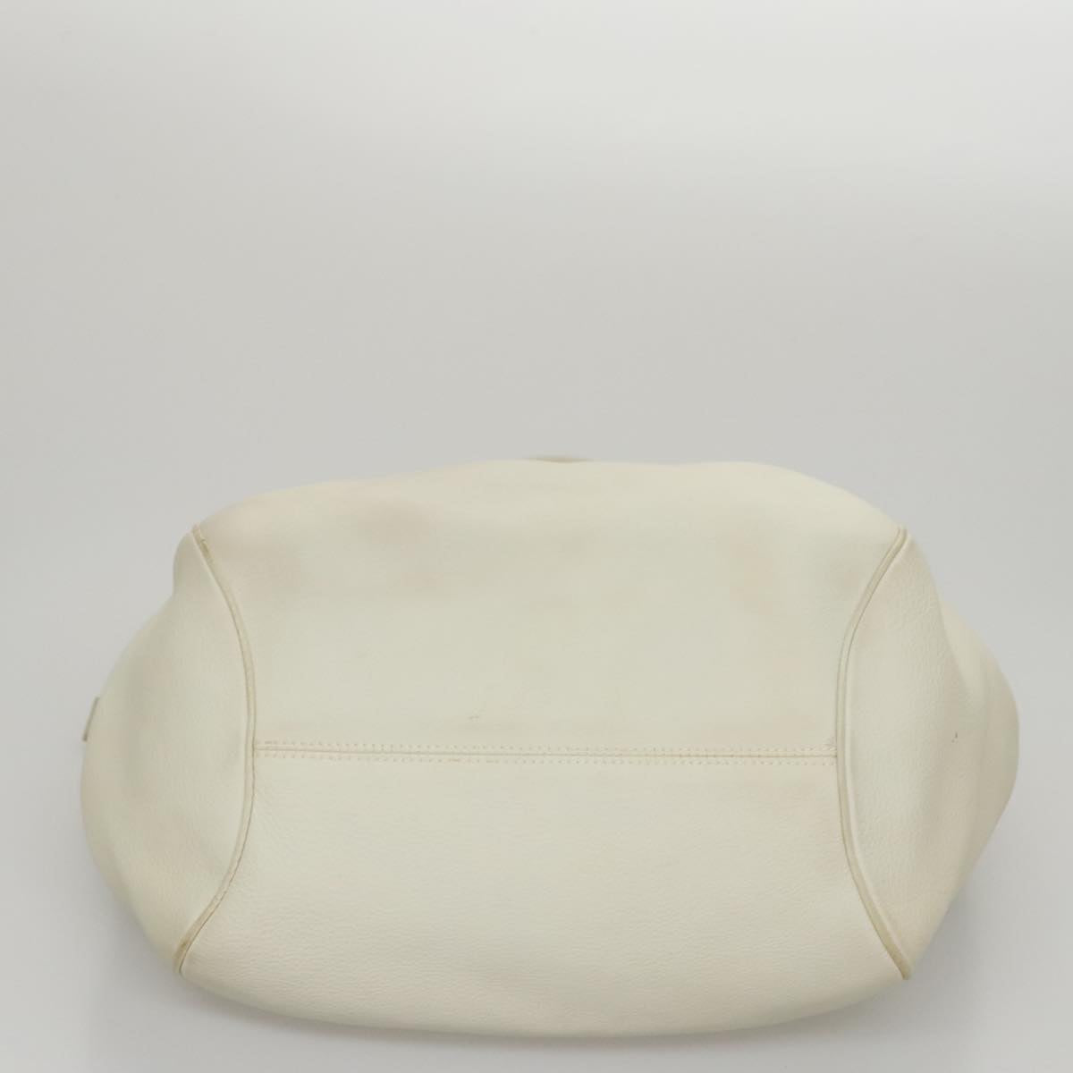 Salvatore Ferragamo Gancini Hand Bag Leather White Silver Auth yk16589