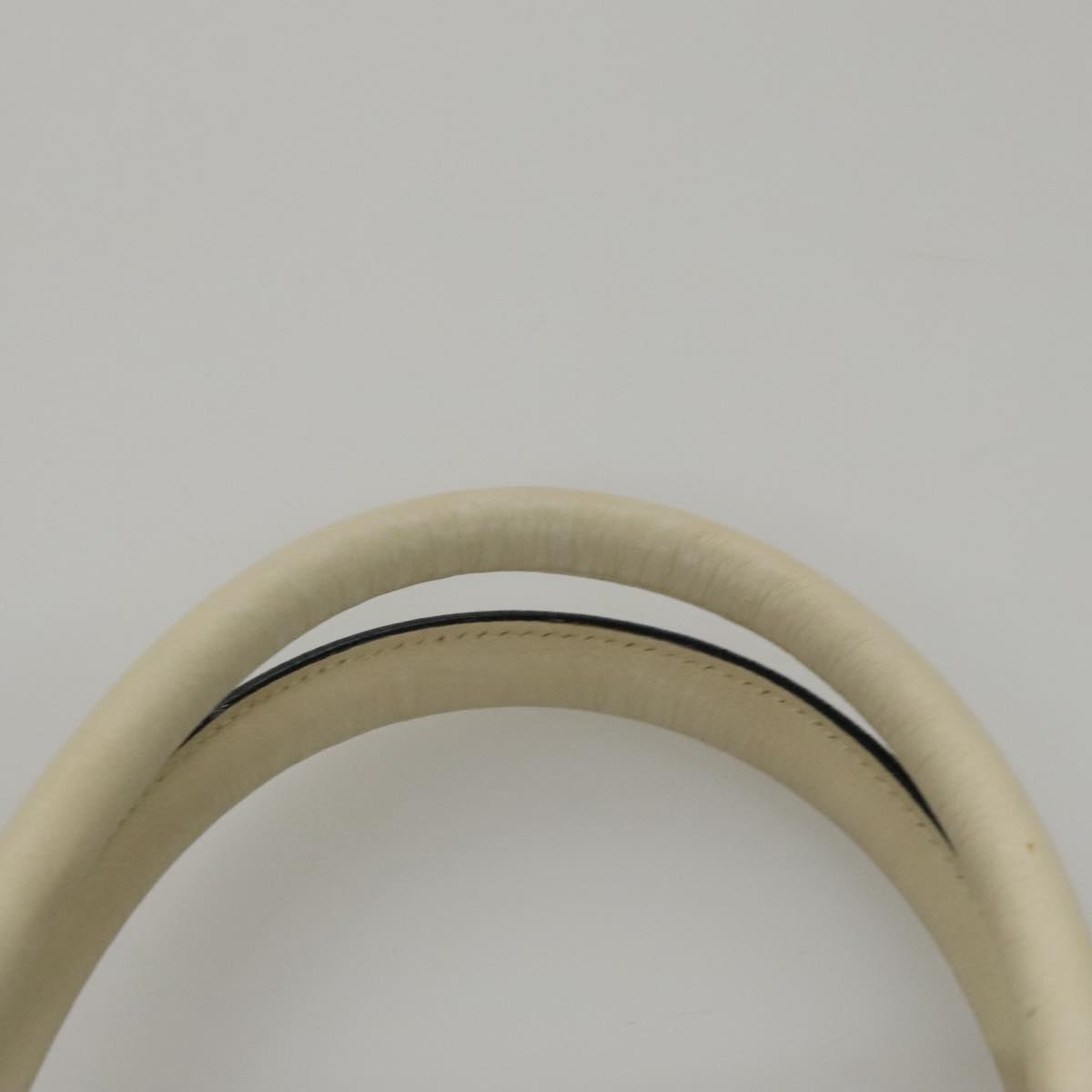 Salvatore Ferragamo Gancini Hand Bag Leather White Silver Auth yk16589