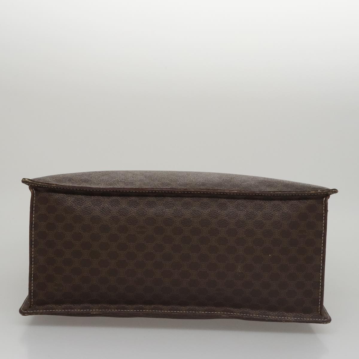 CELINE Macadam Canvas Hand Bag PVC Leather Brown Gold Auth yk16623