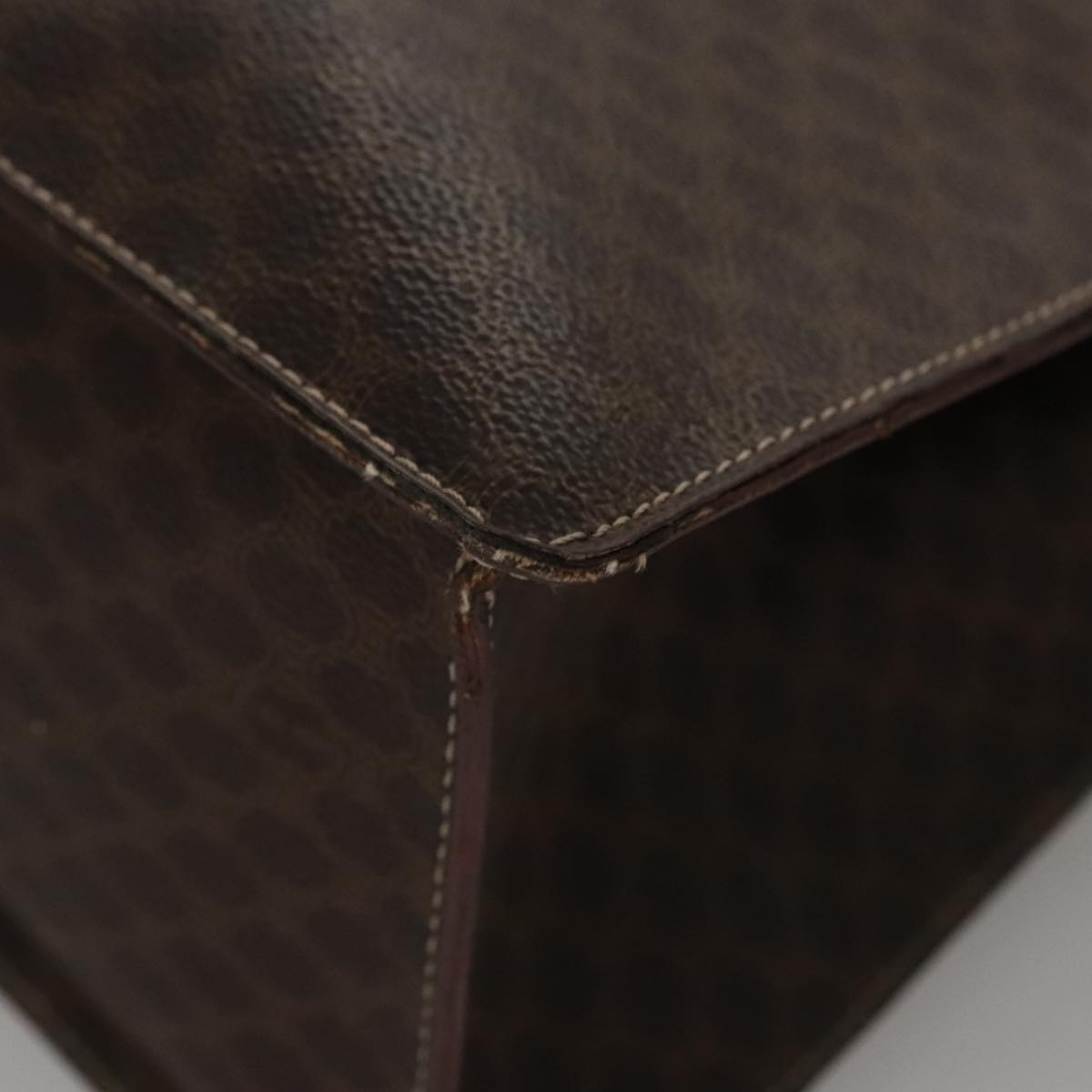 CELINE Macadam Canvas Hand Bag PVC Leather Brown Gold Auth yk16623