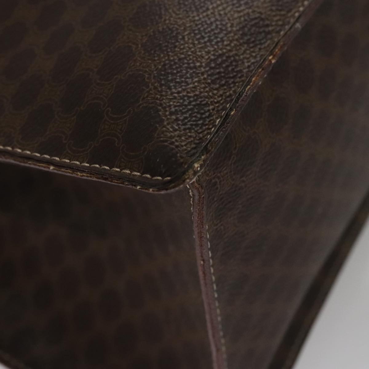 CELINE Macadam Canvas Hand Bag PVC Leather Brown Gold Auth yk16623