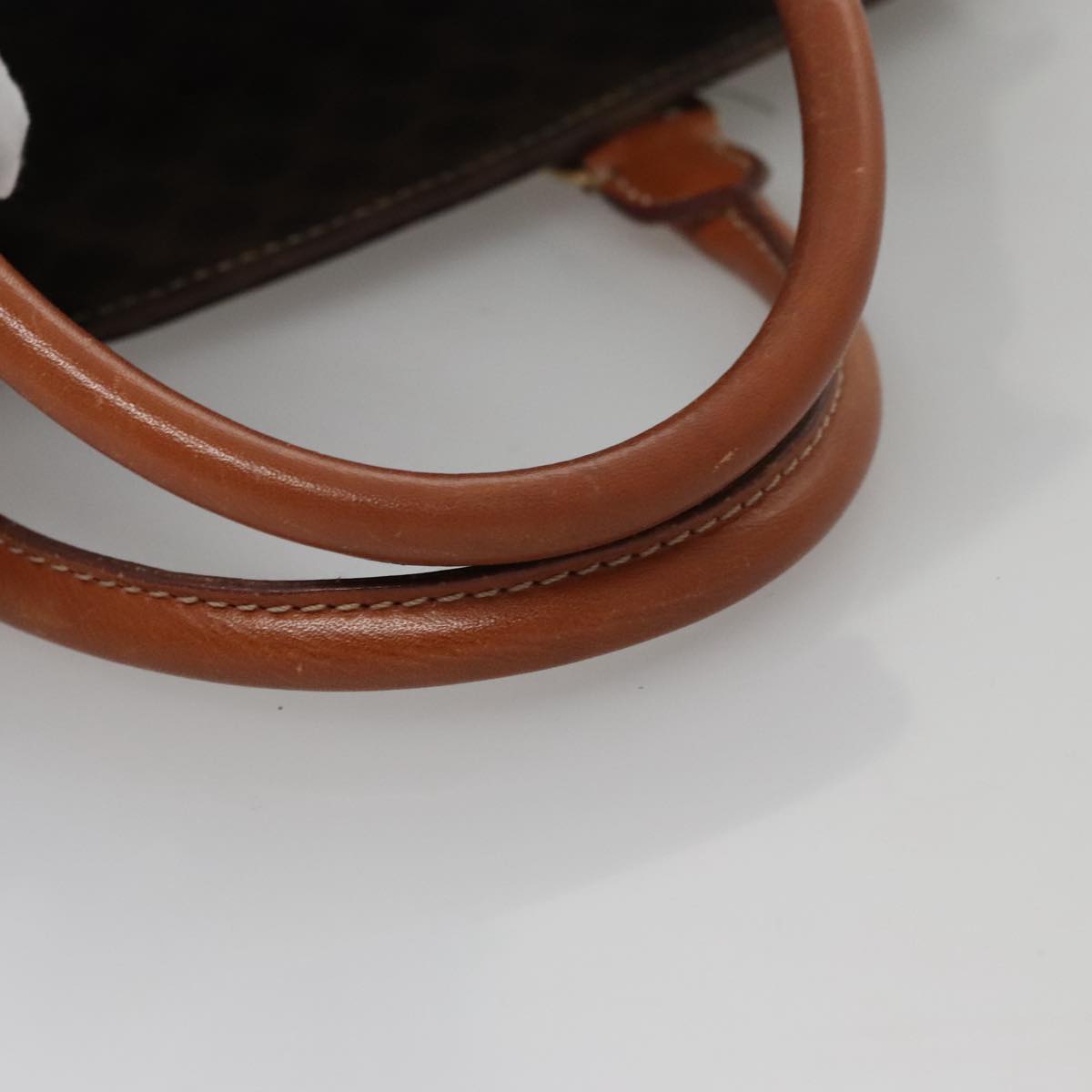 CELINE Macadam Canvas Hand Bag PVC Leather Brown Gold Auth yk16623