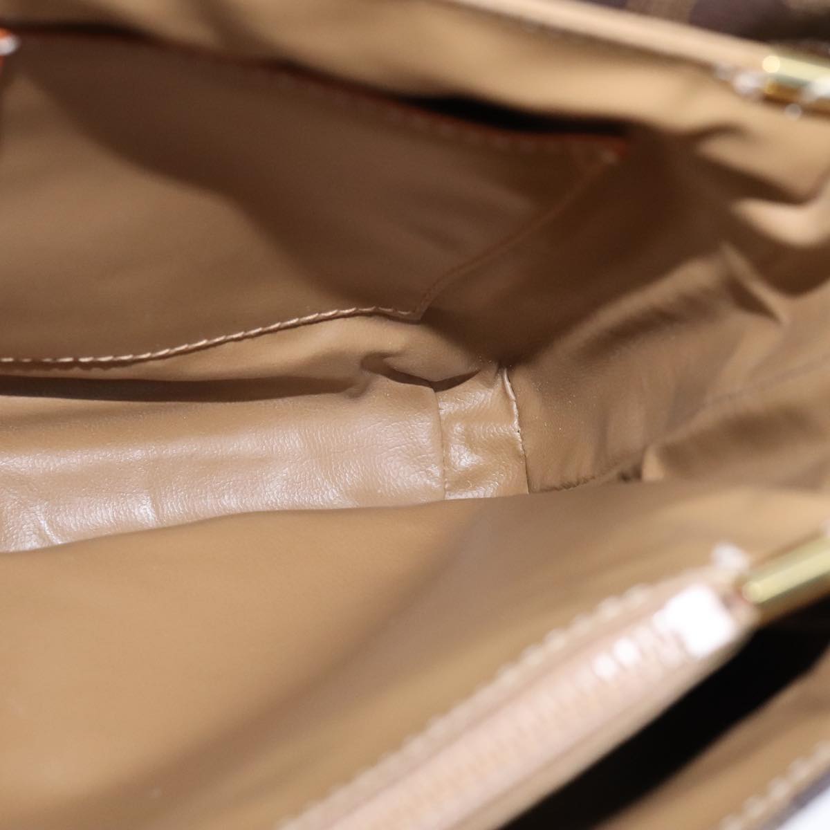 CELINE Macadam Canvas Shoulder Bag PVC Leather Brown Gold Auth yk16625