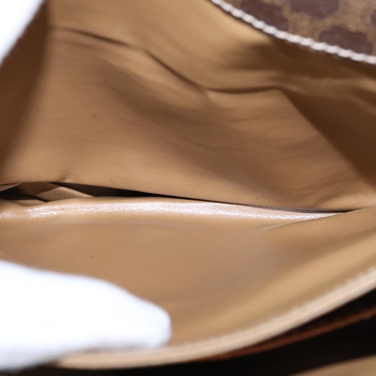 CELINE Macadam Canvas Shoulder Bag PVC Leather Brown Gold Auth yk16625