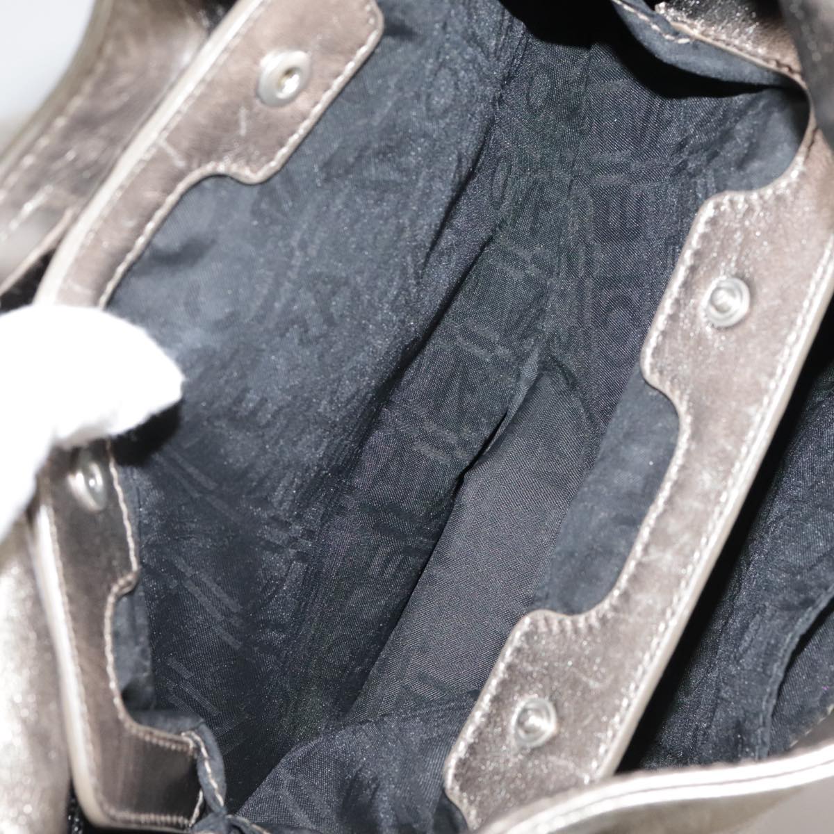 Salvatore Ferragamo Gancini Hand Bag Leather Gold Tone Auth yk16674