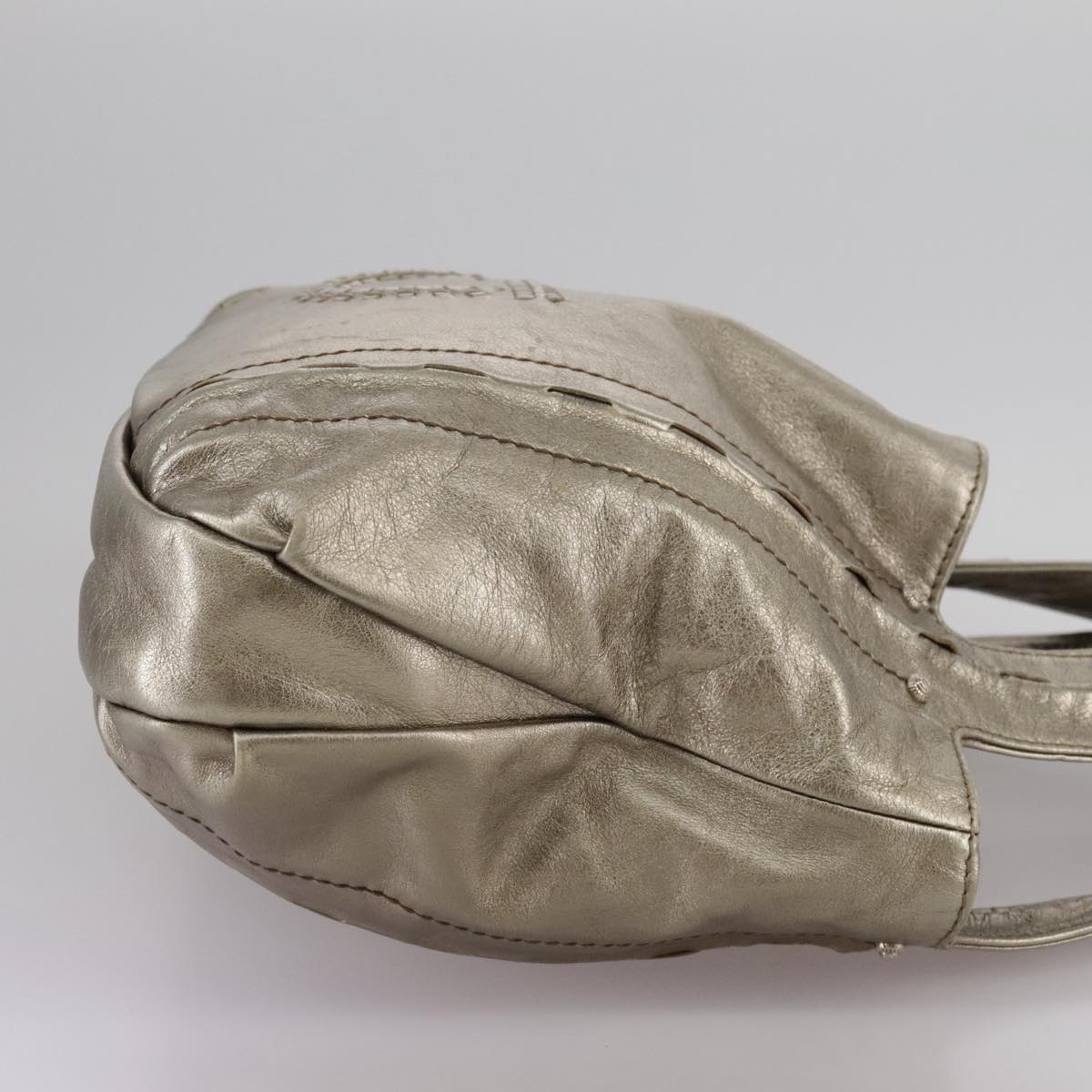 Salvatore Ferragamo Gancini Hand Bag Leather Gold Tone Auth yk16674