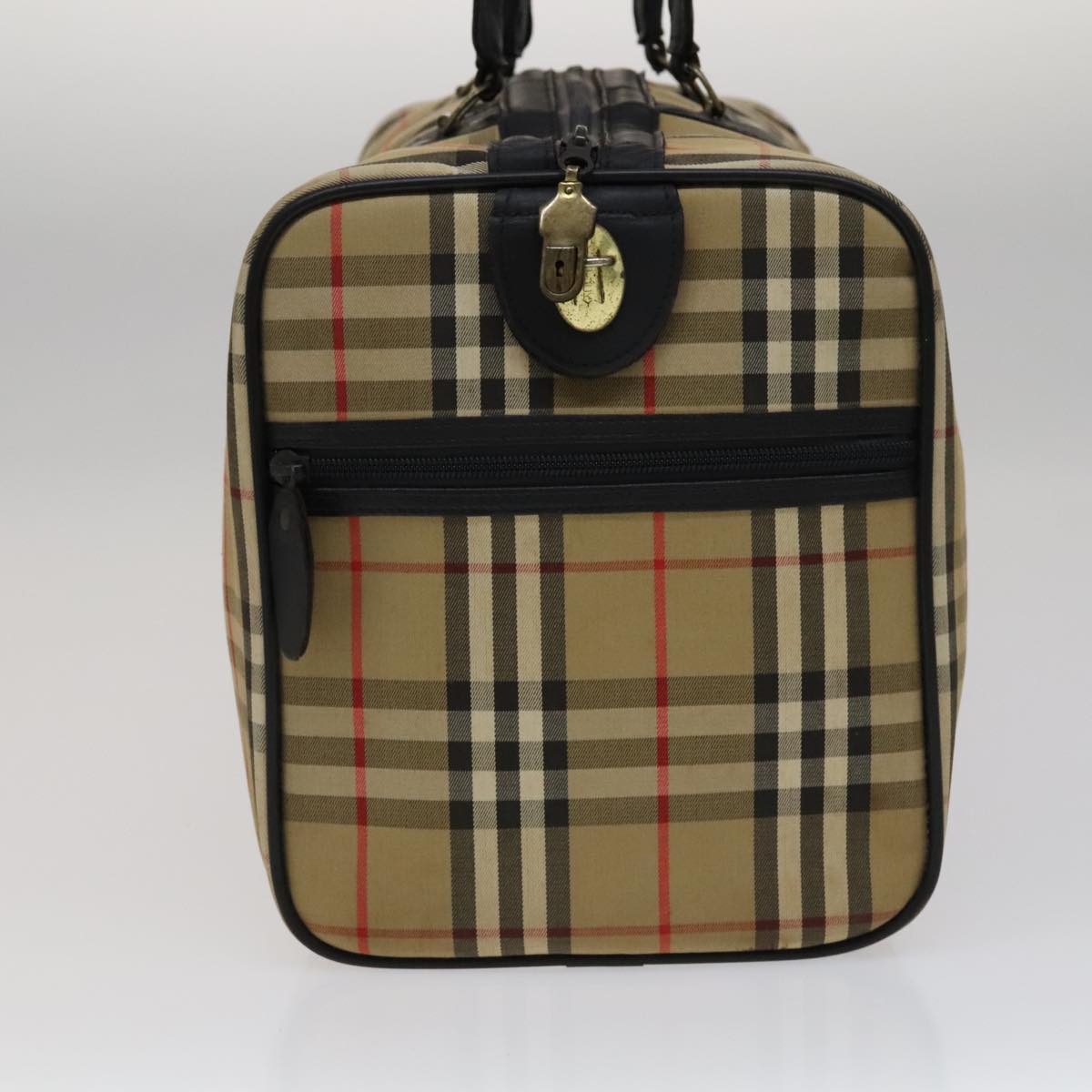 Burberrys Nova Check Boston Bag Canvas Beige Auth yk16677