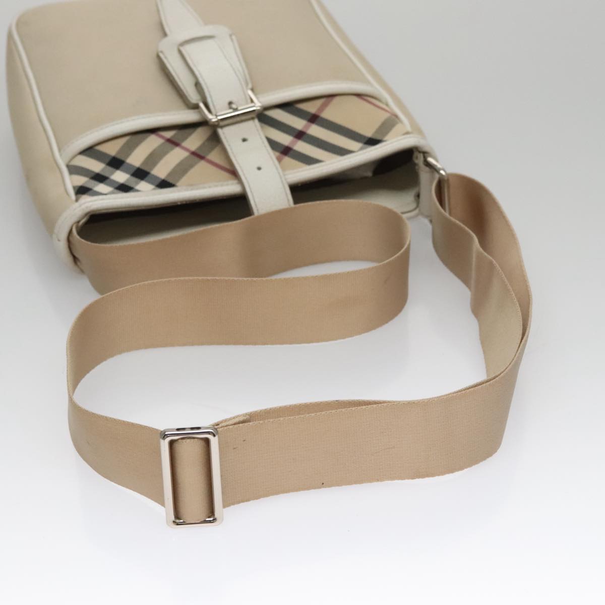 BURBERRY Nova Check Shoulder Bag Canvas Beige Auth yk16685