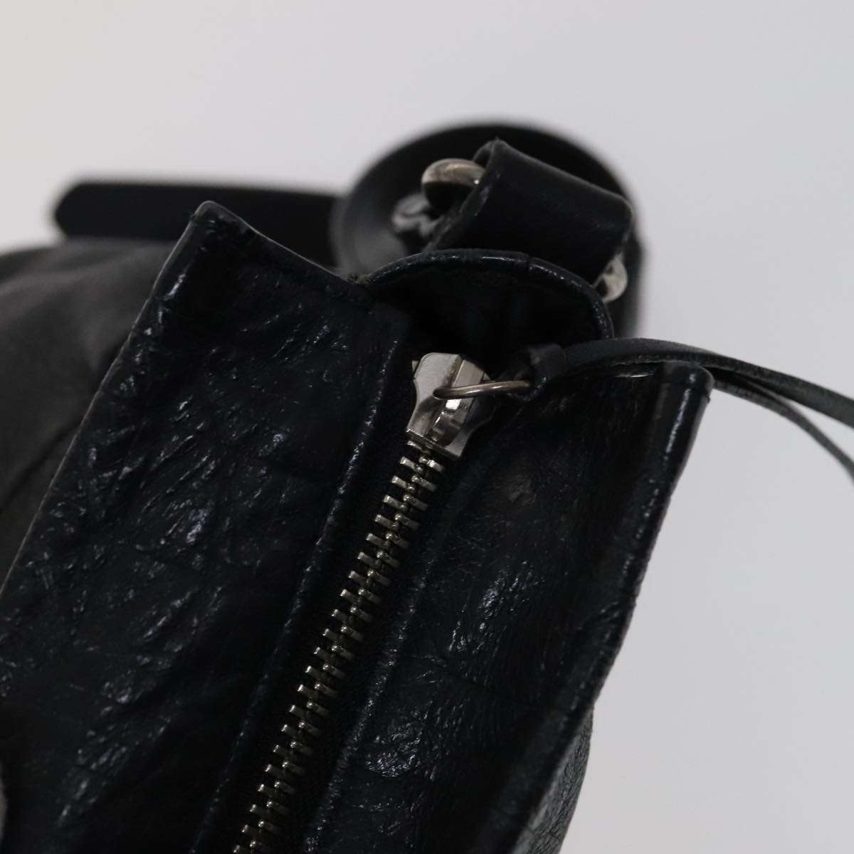 BURBERRY Shoulder Bag Leather Black Auth yk16686