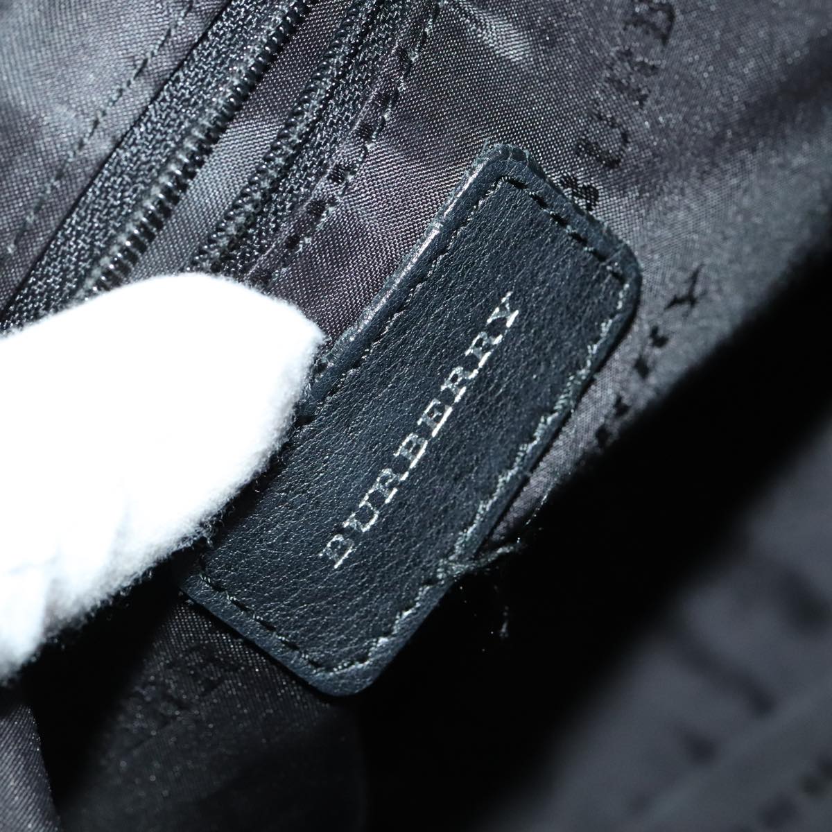 BURBERRY Shoulder Bag Leather Black Auth yk16686