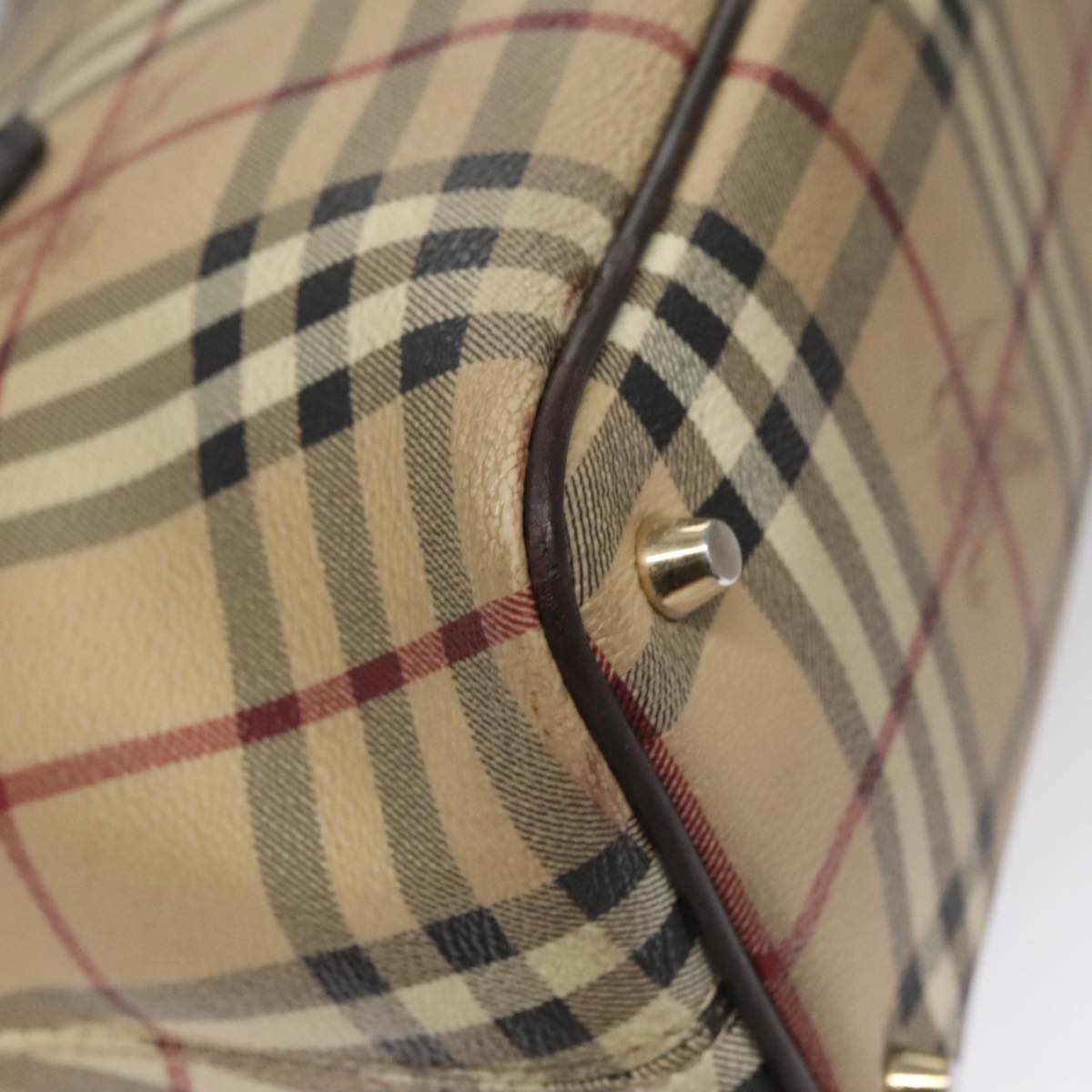 BURBERRY Nova Check Tote Bag PVC Leather Beige Auth yk16711