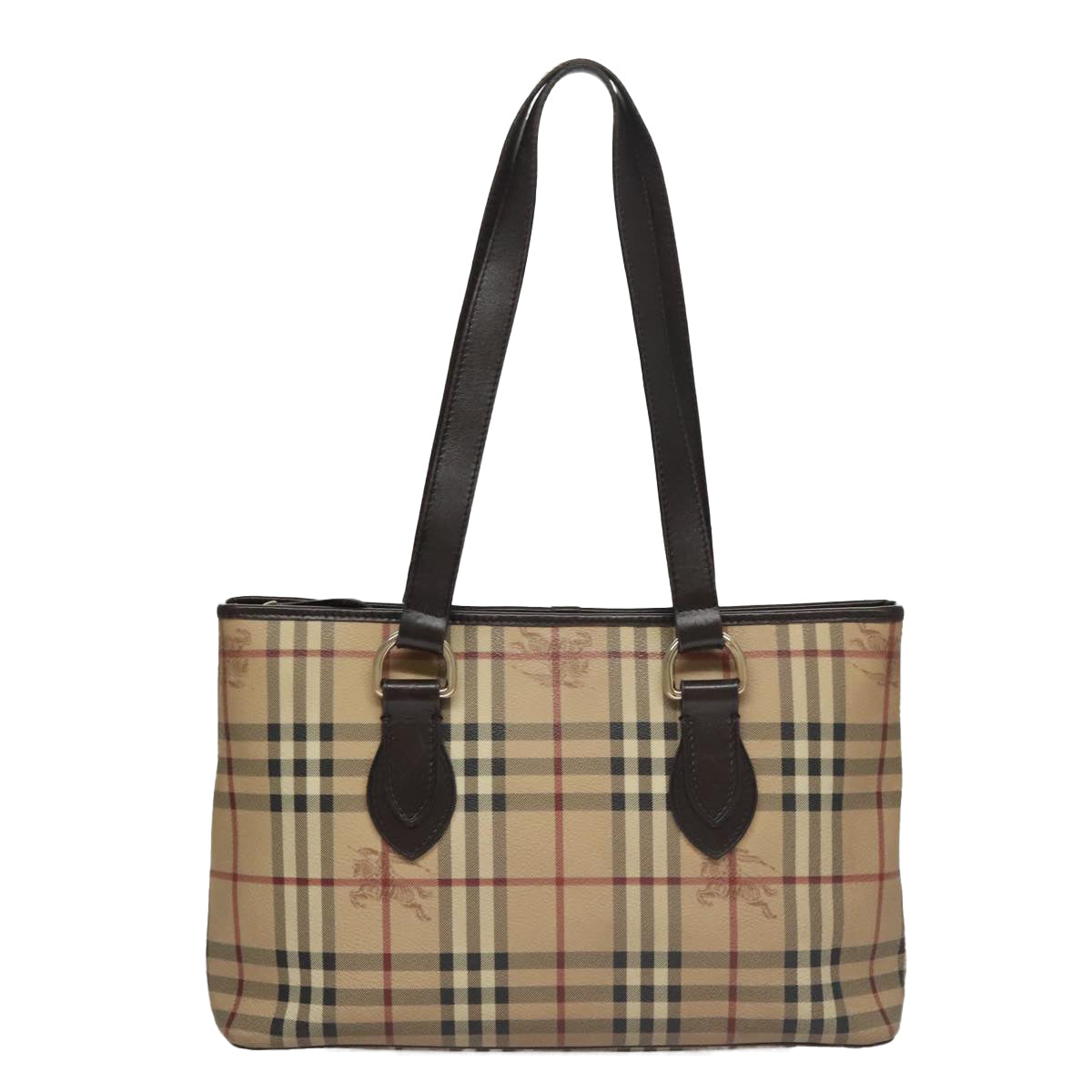 BURBERRY Nova Check Tote Bag PVC Leather Beige Auth yk16711