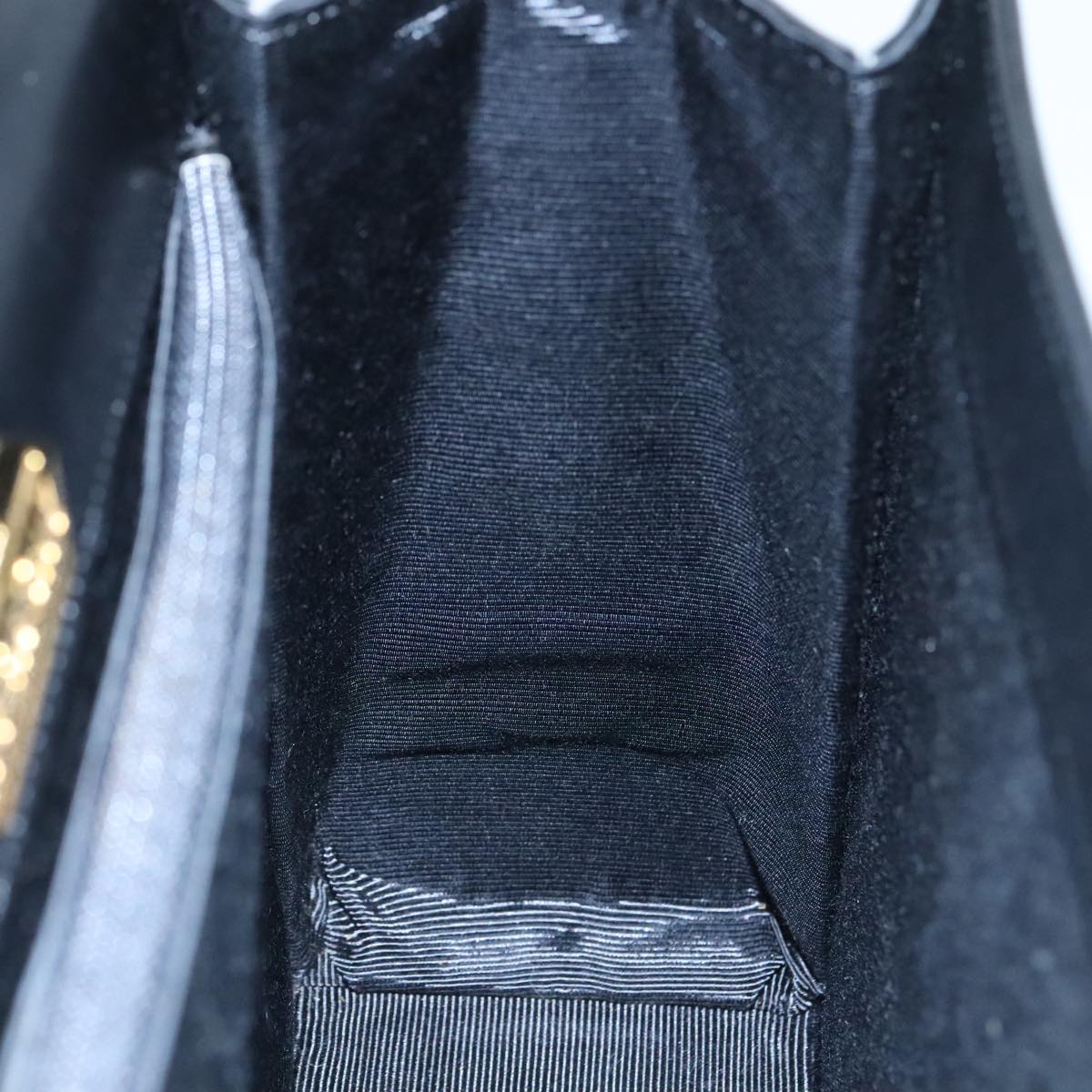 GIVENCHY Hand Bag Leather Black Gold Auth yk16736