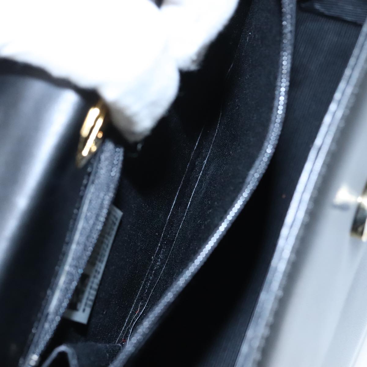 GIVENCHY Hand Bag Leather Black Gold Auth yk16736