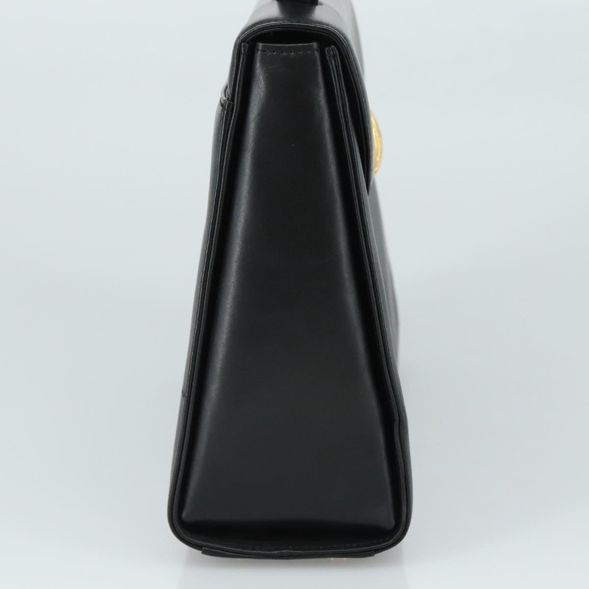 GIVENCHY Hand Bag Leather Black Gold Auth yk16736