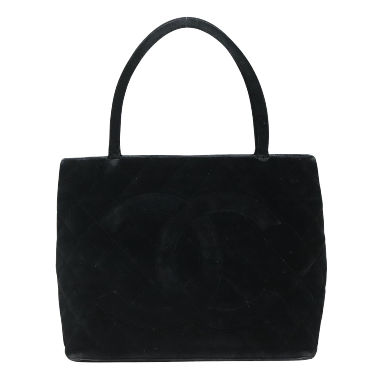CHANEL Matelasse Standard Tote Bag Velor Black CC Auth yk16770