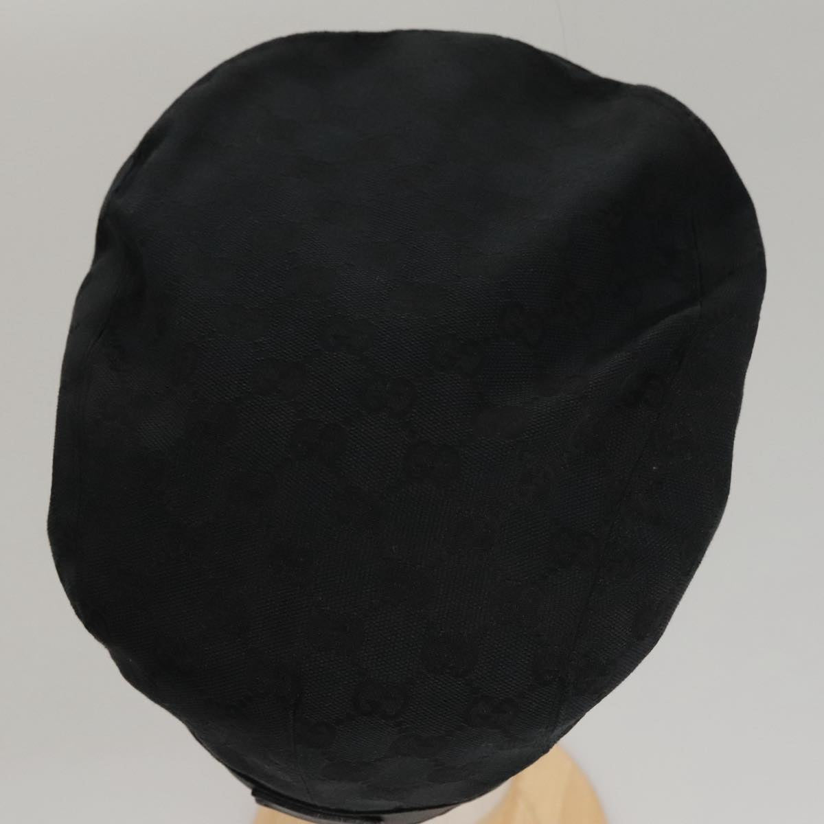 GUCCI GG Canvas Hunting Cap Hat S Black Auth yk16802V
