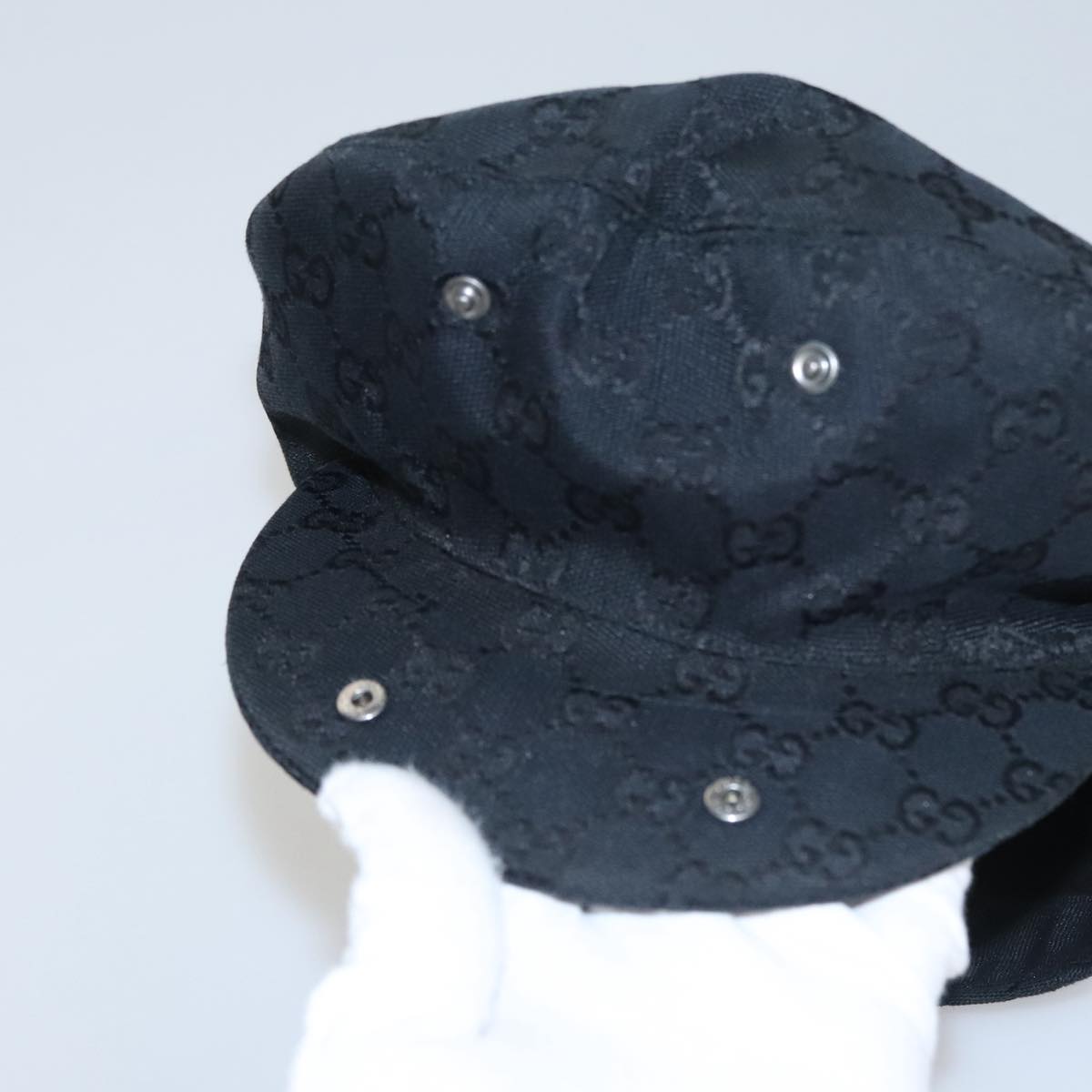 GUCCI GG Canvas Hunting Cap Hat S Black Auth yk16802V