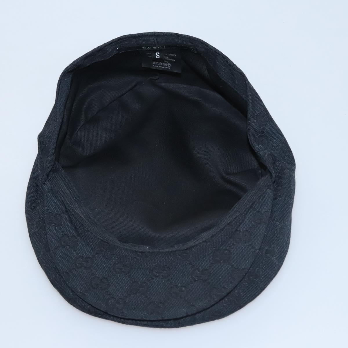 GUCCI GG Canvas Hunting Cap Hat S Black Auth yk16802V