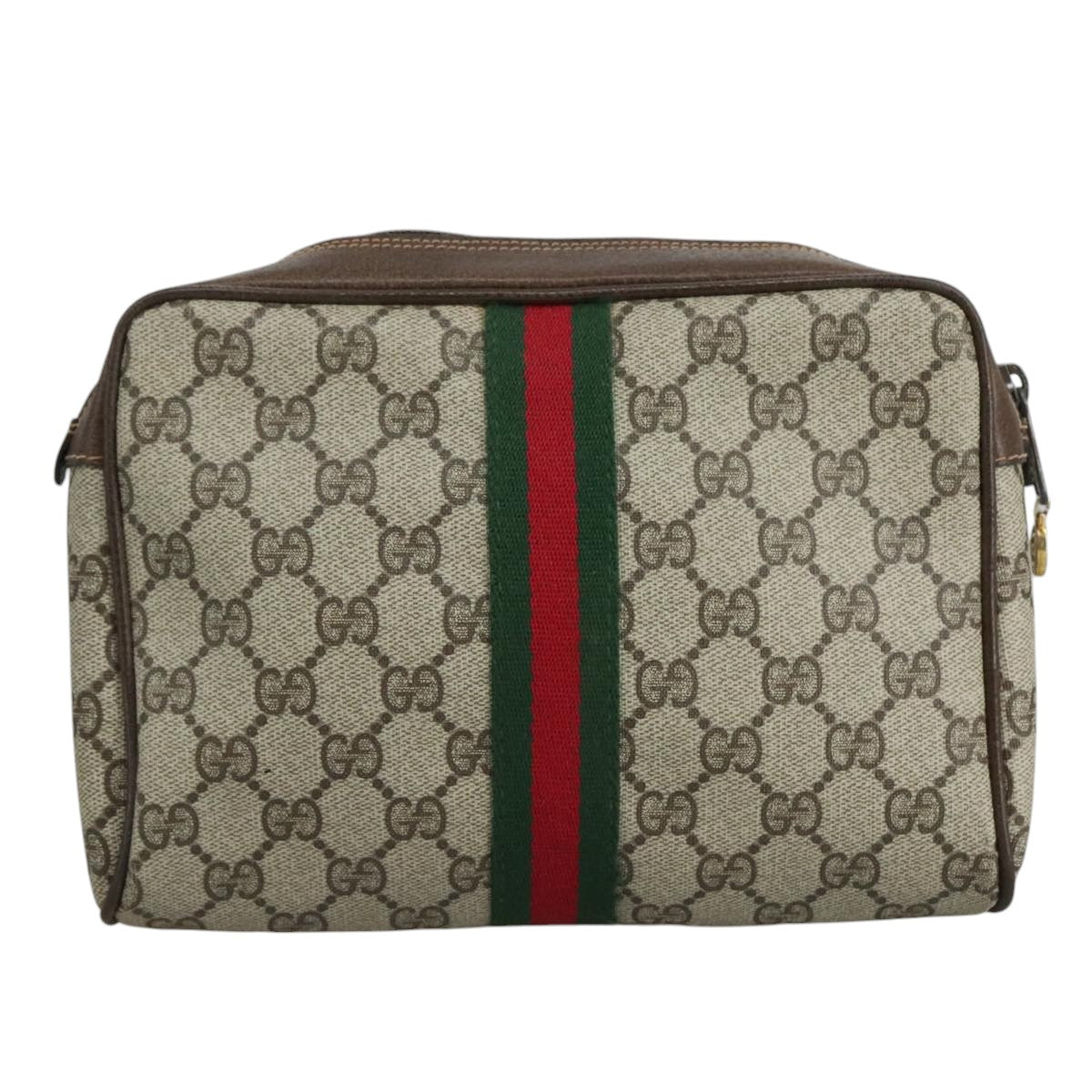 GUCCI GG Supreme Web Sherry Line Clutch Bag PVC Beige 40 014 3553 Auth yk16813